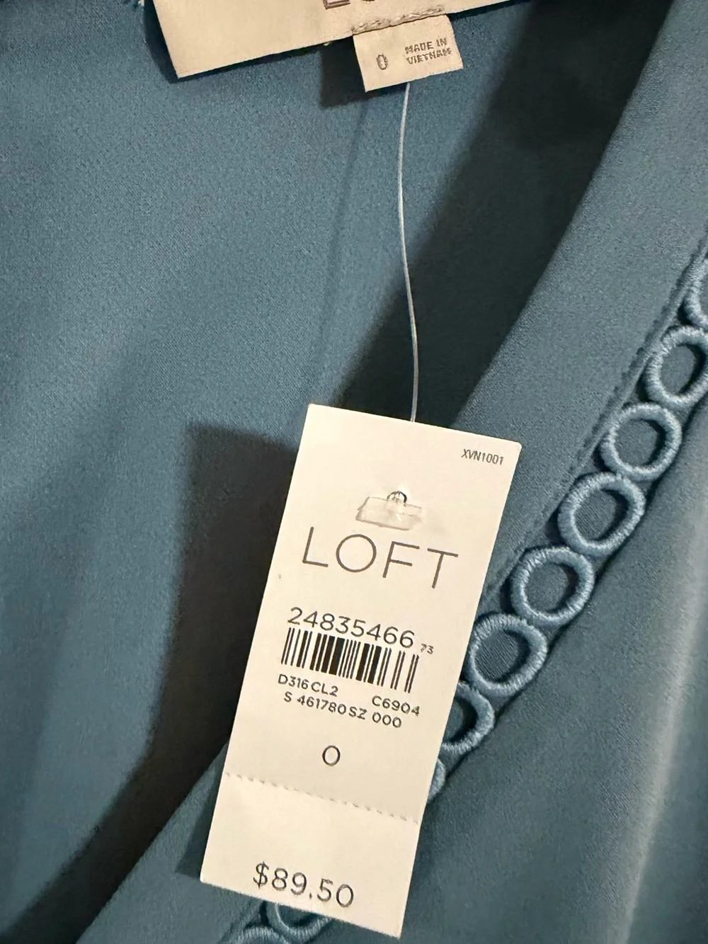 LOFT Teal Blue V-Neck Fit & Flare Mini Dress - Picture 2 of 2